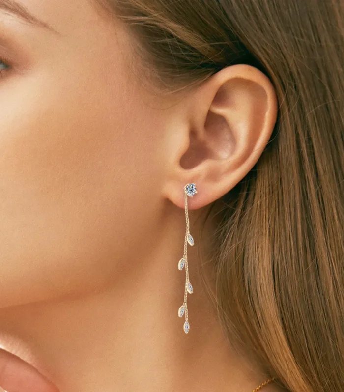1.38 Carat Moissanite 925 Sterling Silver Leaf Earrings