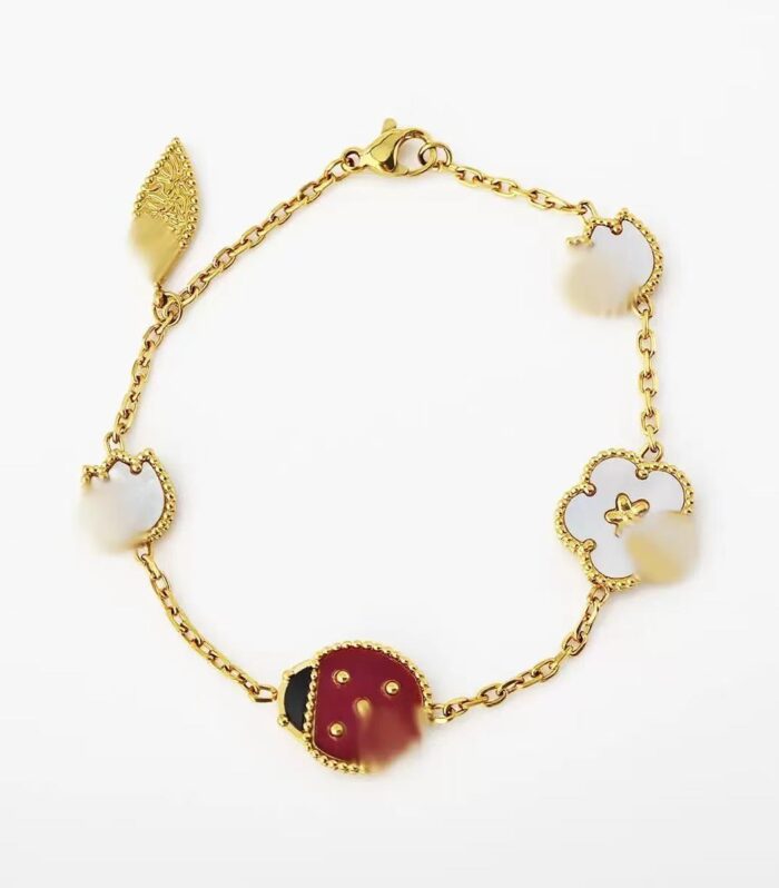 Romantic Cherry Blossom Seven Star Ladybug Bracelet Double sided Fritillaria Five Flower Bracelet