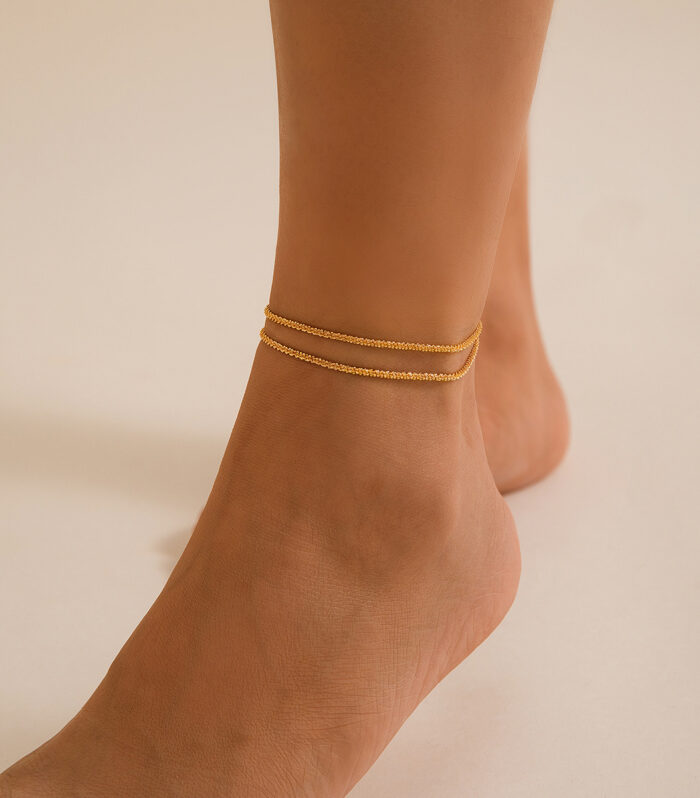 Versatile Sparkling Thin Chain Metal Wind Foot Chain Style Beach Anklet Set