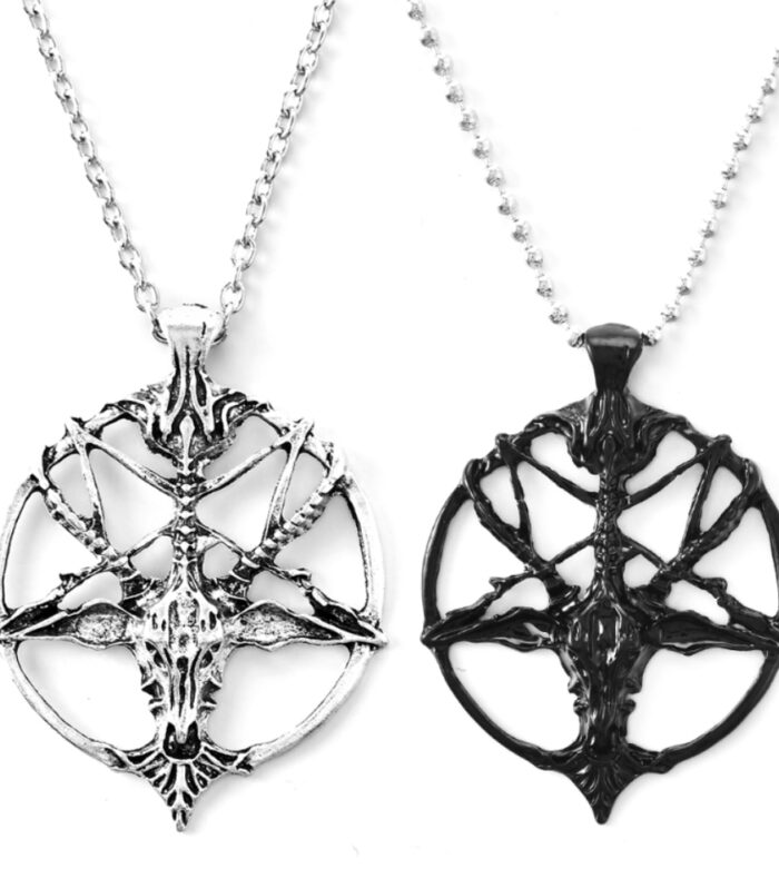 Fashion Vintage Women Men Pentagram Pan God Skull Goat Head Pendant Chain Necklace Jewelry