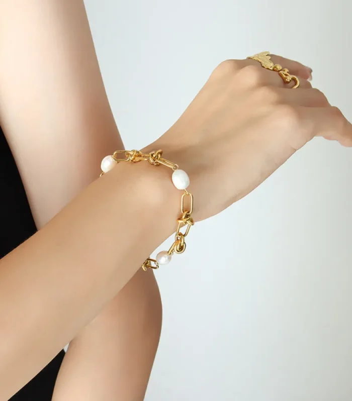 Freshwater Pearl Titanium Steel Bracelet