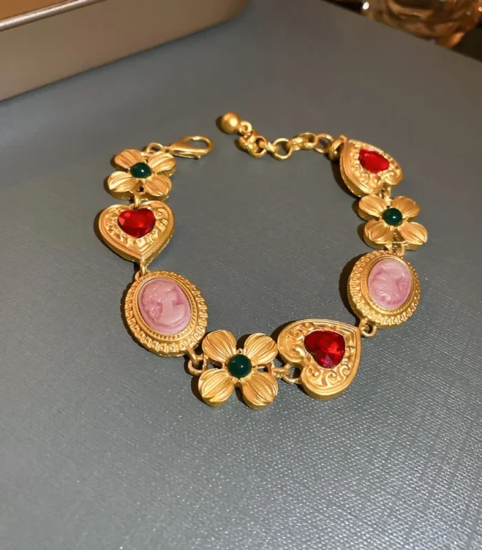 Copper Inlaid Rhinestone Vintage Bracelet