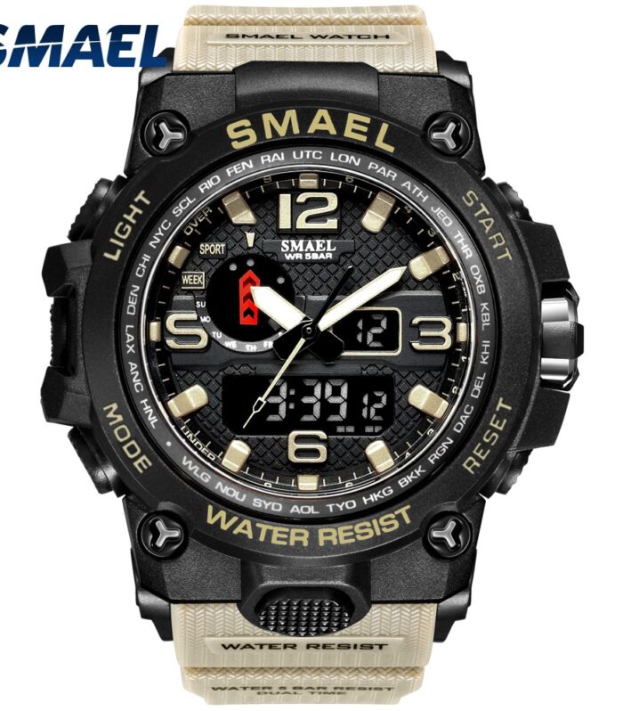 Men Military Watch 50m Waterproof Wristwatch LED Quartz Clock Sport Watch Male relogios masculino 1545 Sport Watch Men S Shock