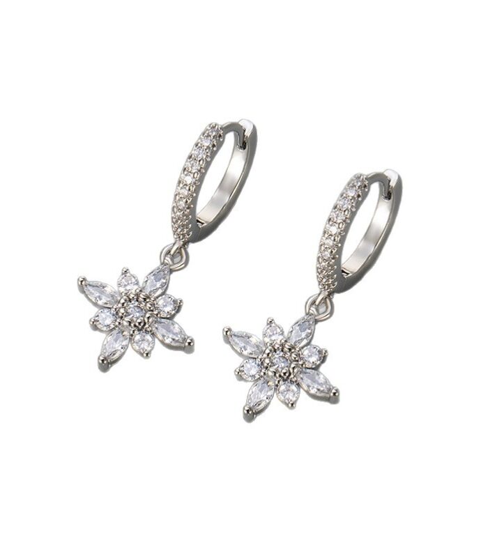 Diamond studded octagonal star ear clasp