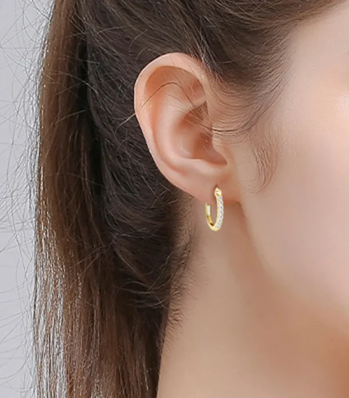 925 Sterling Silver Moissanite Huggie Earrings