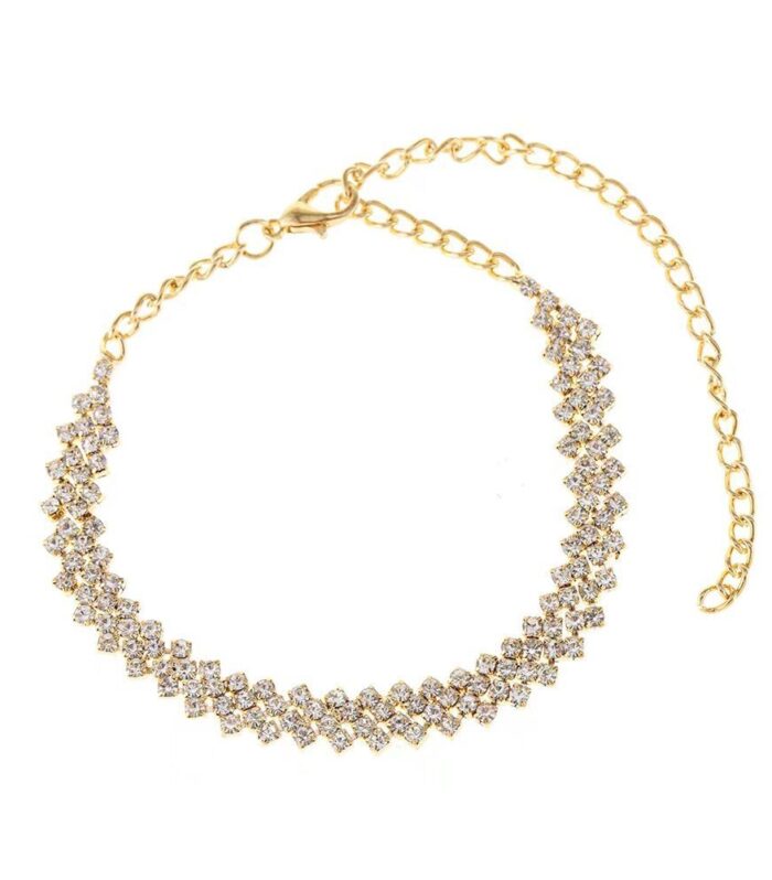 Irregular diamond rhinestone anklet