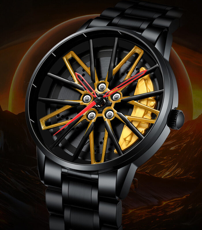 New Top Brand Luxury Mens Watches Stainless Steel Car Wheel Hub Quartz Watch For Men Military Sport Watch Relogio Masculino