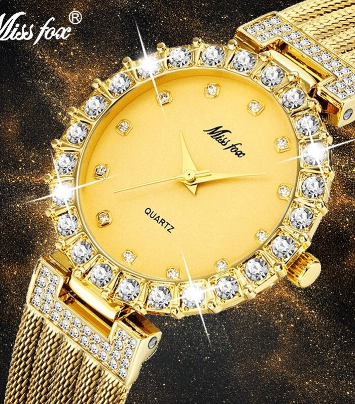 MISSFOX  Women Watches Luxury Brand Watch Bracelet Waterproof Big Lab Diamond Ladies Wrist Watches For Women Quartz Clock Hours