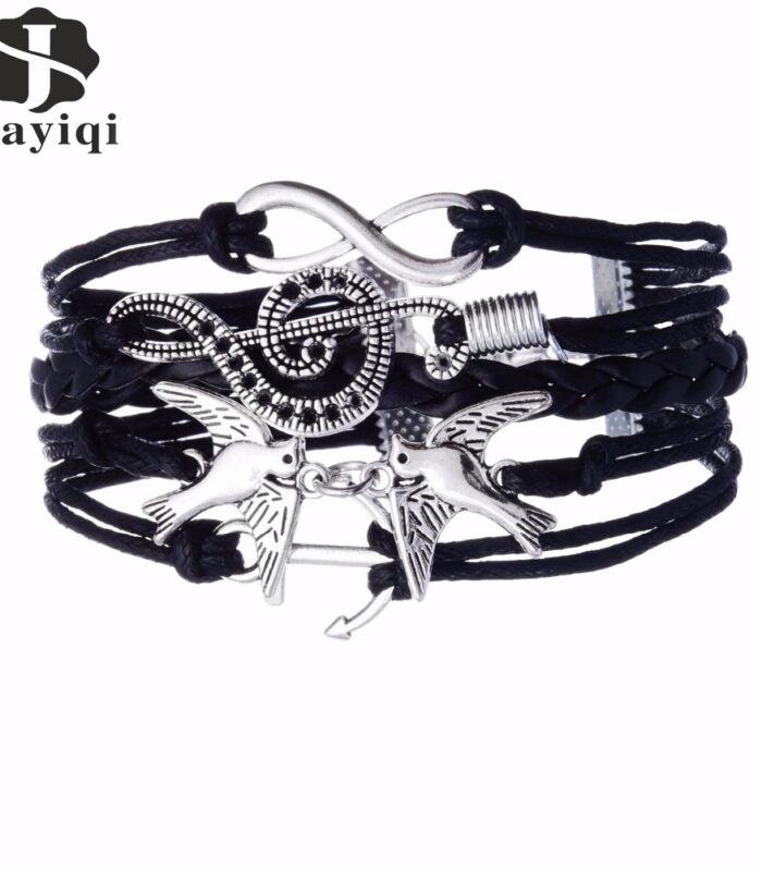 Jiayiqi New Genuine Leather Charm Bracelet Cuff Braided Wrap Bracelet & Bangles Fashion For Women Men Gifts