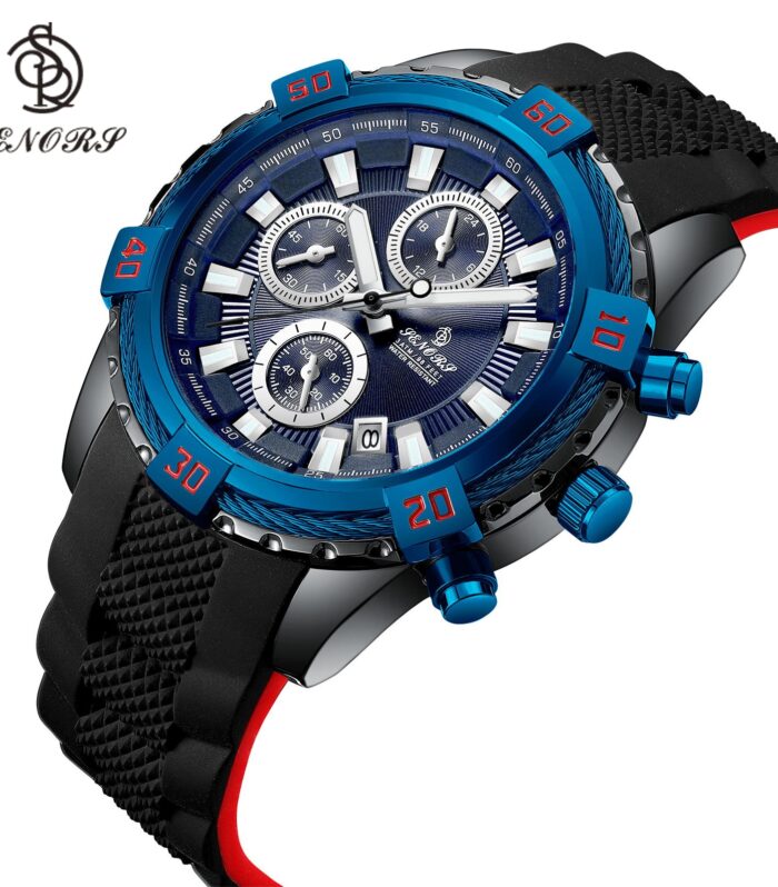 Senors men watch Top Brand  Casual Sport Watches for Men Blue Luxury Silicon  Wrist Watch Man Clock Fashion Chronograph
