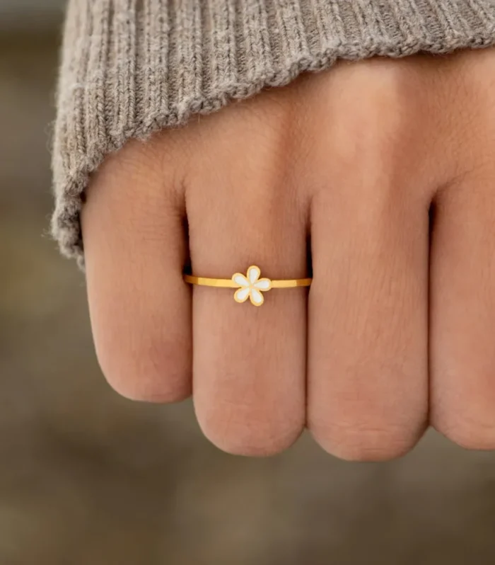 925 Sterling Silver Enamel Flower Ring