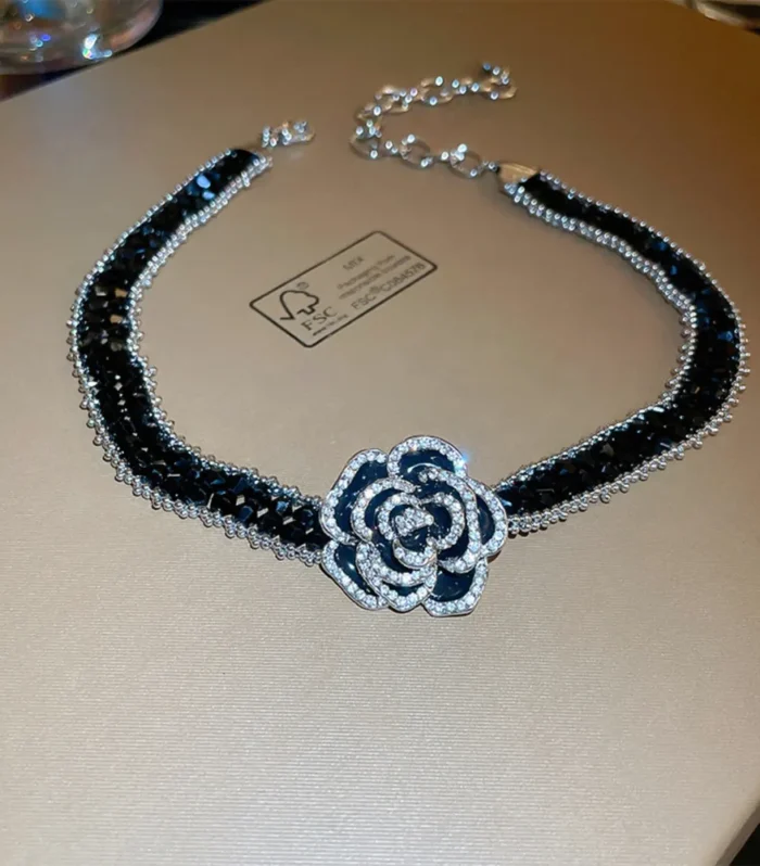 Alloy Crystal Rose Necklace