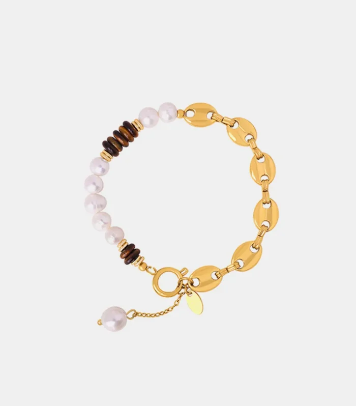 Freshwater Pearl Tiger Eye Stone Pig Nose Bracelet