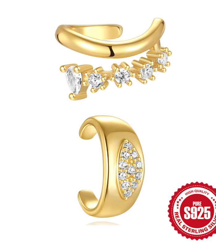 Silver Marquise Diamond Stud Earrings Clips with Evil Eye Design, Versatile Jewelry