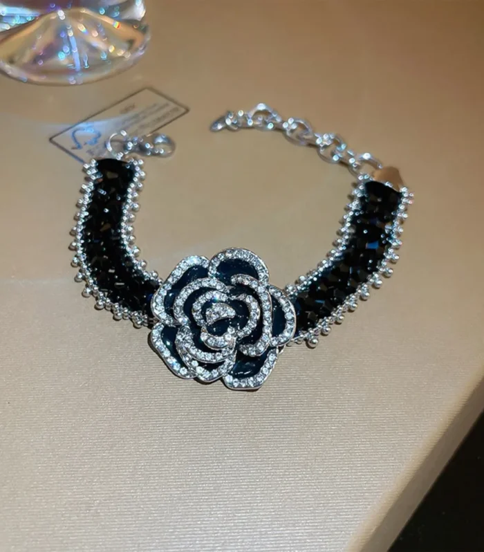 Copper Rhinestone Flower Bracelet