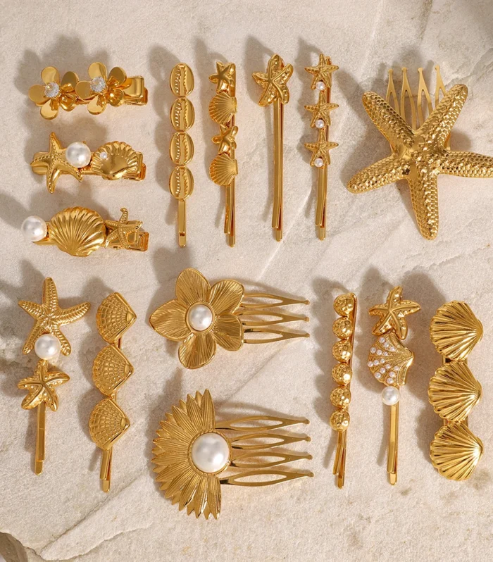 Stainless steel shell hair clip with bangs, high-end feel, ins metal hair accessories, broken hair clip at the back of the head