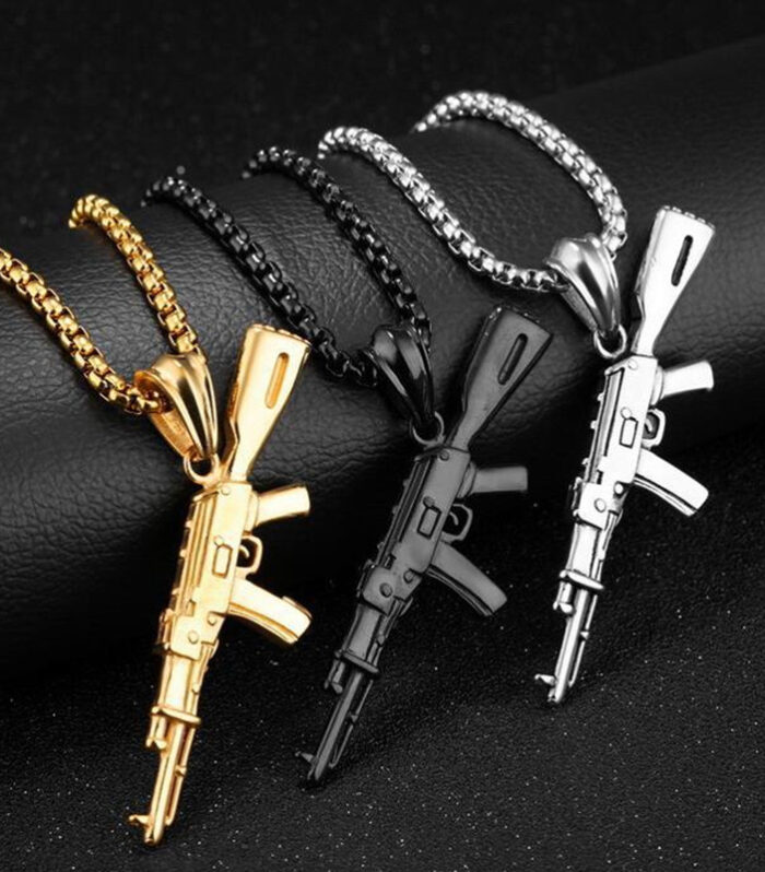 60cm Chain Rifle Machine Submachine Gun Sniper Rifle Pendant Necklace for Men Male Personality Temperament Jewelry