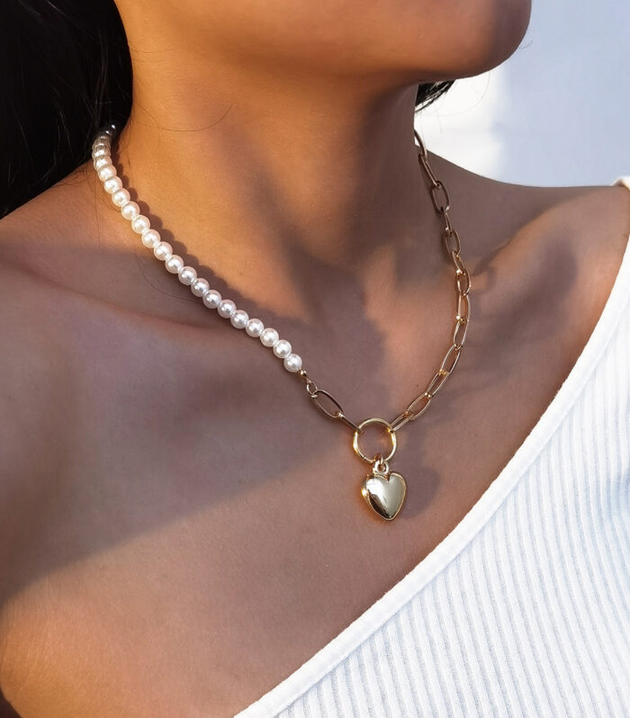 Necklace heart-shaped pearl collarbone necklace women's necklace