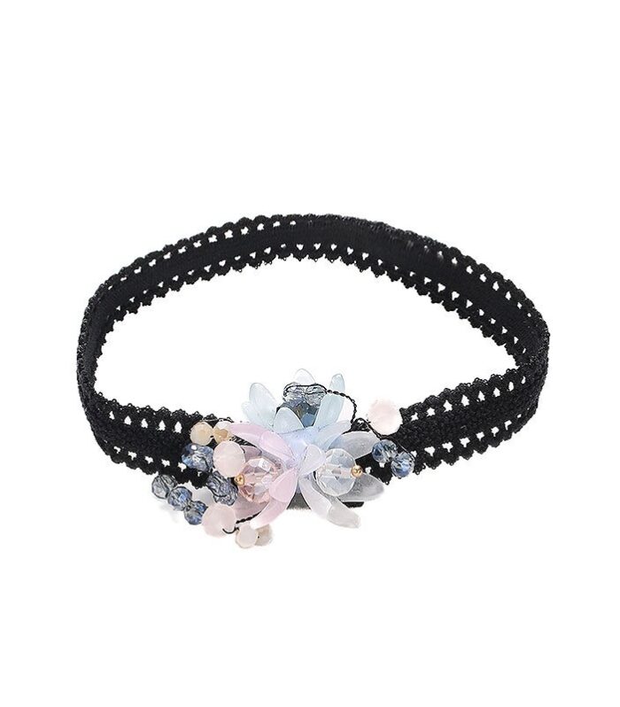 Fabric crystal flower anklet