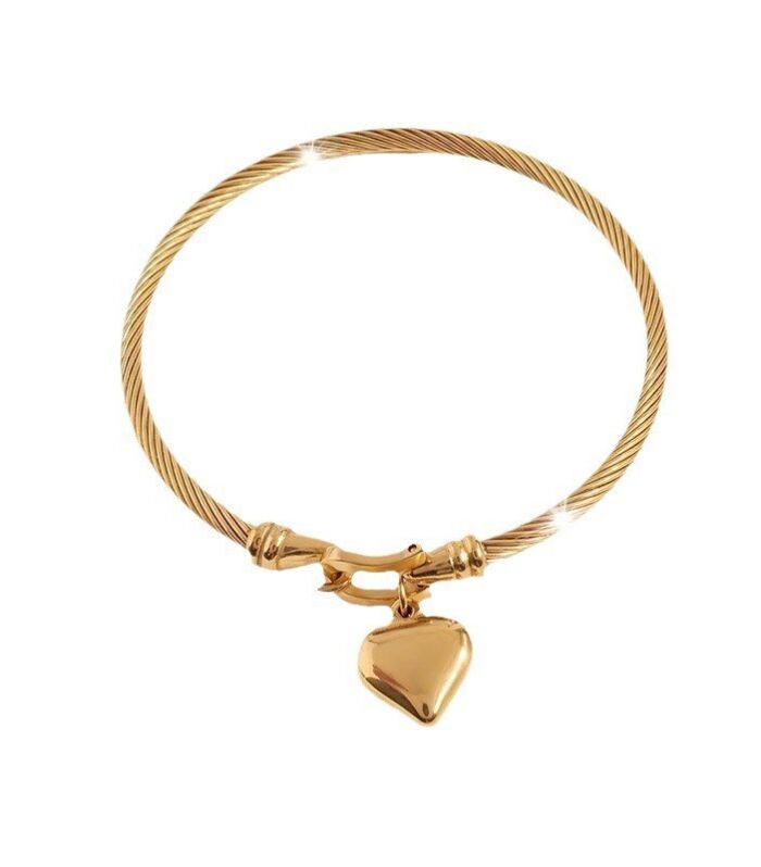 Titan Steel Bracelet Elegant Horsehoof Hook Heart Charm Bangle Non-Tarnish Electroplated Stainless Steel Jewelry