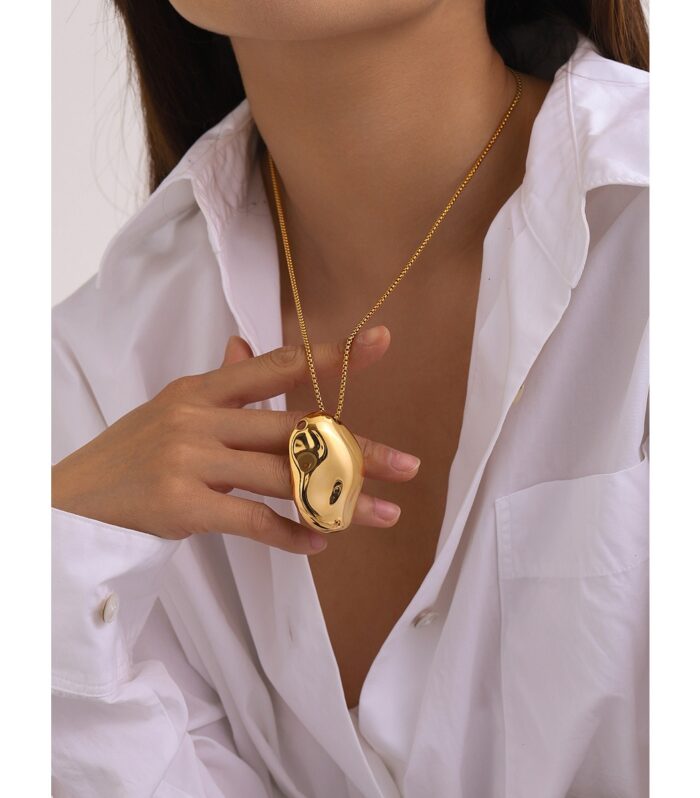 Irregular concave hammer patterned necklace titanium steel necklace ornament