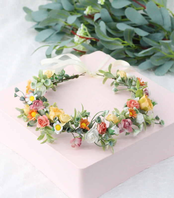 Colorful Rose Crown Hair Hoop Daisy Water Grass Headwear Party Gift Bridal Photo Shooting Wreath