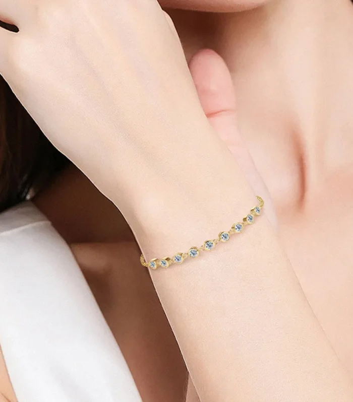 Inlaid Moissanite 925 Sterling Silver Bracelet