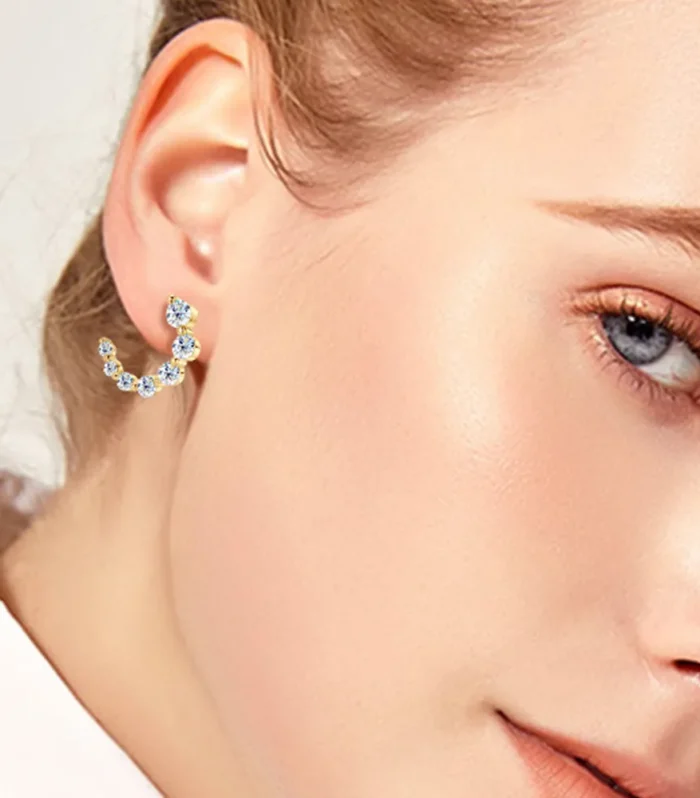 925 Sterling Silver Inlaid Moissanite Stud Earrings