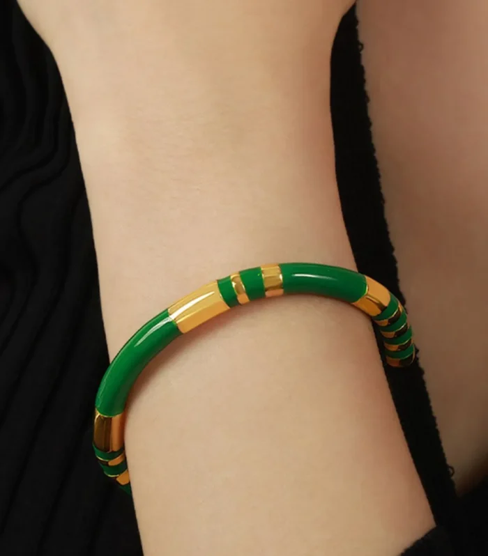 Enamel Titanium Steel Cuff Bracelet