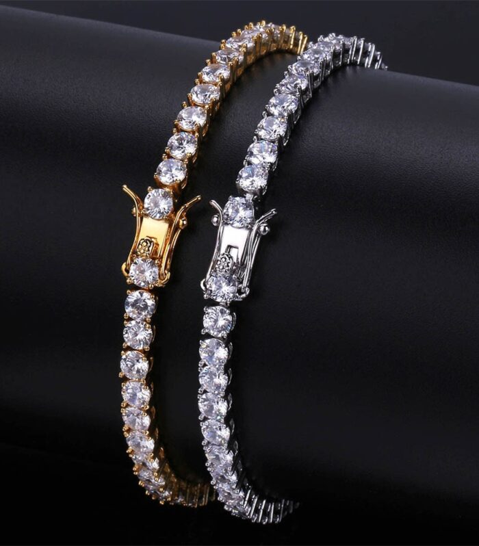 Brass Tennis Bracelet AAA CZ 3mm 4mm 5mm 1 Row Cubic Zirconia Gold Silver Color Bracelet for Men Women Iced Out Hip Hop Jewelry