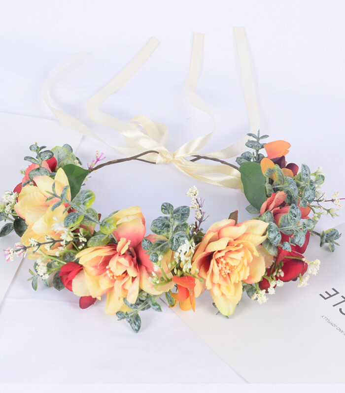 Autumn flower garland flower crown forest simulation water grass headpiece bridal hair accessory