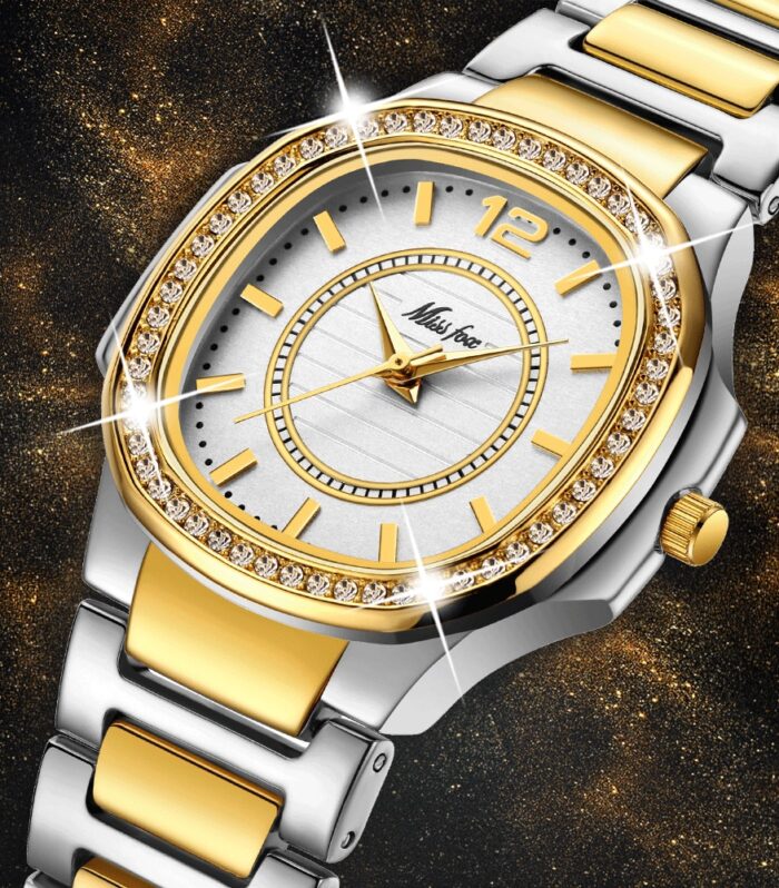 Missfox 2549 Women Watches Women Fashion Watch Geneva Designer Ladies Watch Luxury Brand Diamond Quartz Gold Wrist Watch Gifts For Women