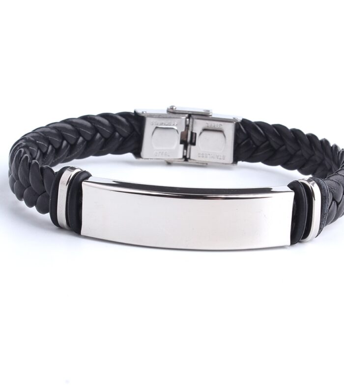 Engrave Leather Love Bangle & Bracelet 316L Stainless Steel Bracelets For Women Men ID Bracelet Jewelry