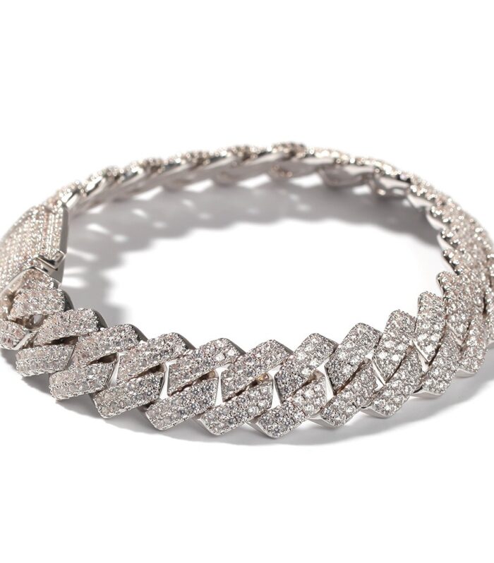 Hot selling hip-hop micro inlaid zircon bracelet for men, high-quality personalized rectangular Cuban bracelet Bracelet