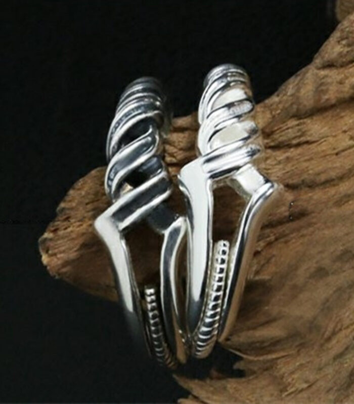 Fihong Vintage Lance Ring for Men Adjustable Open-Ended Finger Ring Unique Gift for Boyfriend