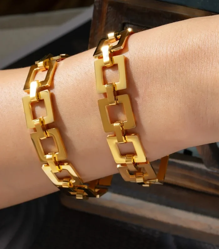 Titanium Steel Hollow Square Chain Bracelet