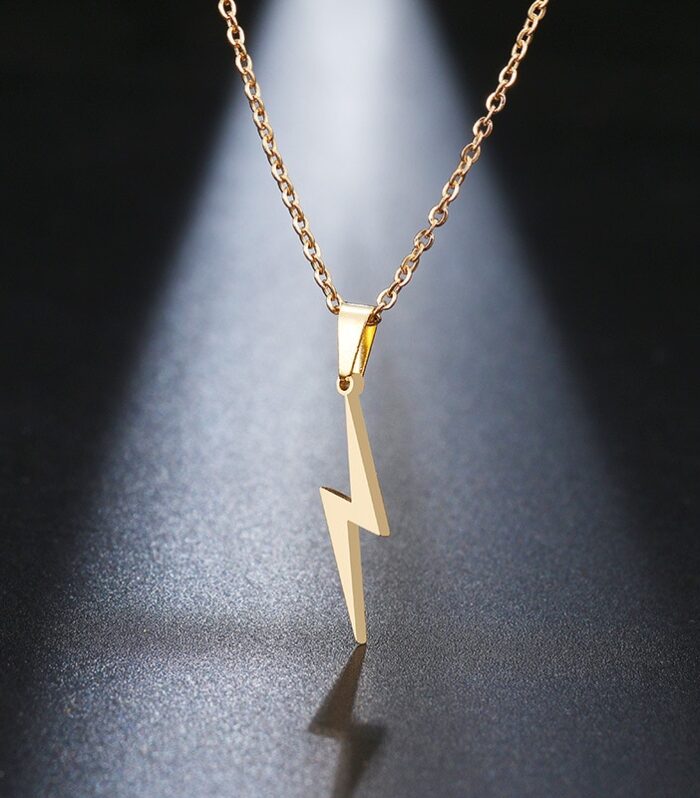 Stainless Steel Lightning Bolt Necklace Pendant for Women  Men Scar Necklace