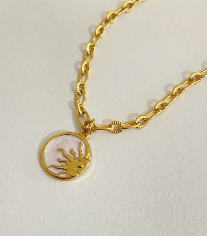 Titanium Steel Sun & Moon Necklace