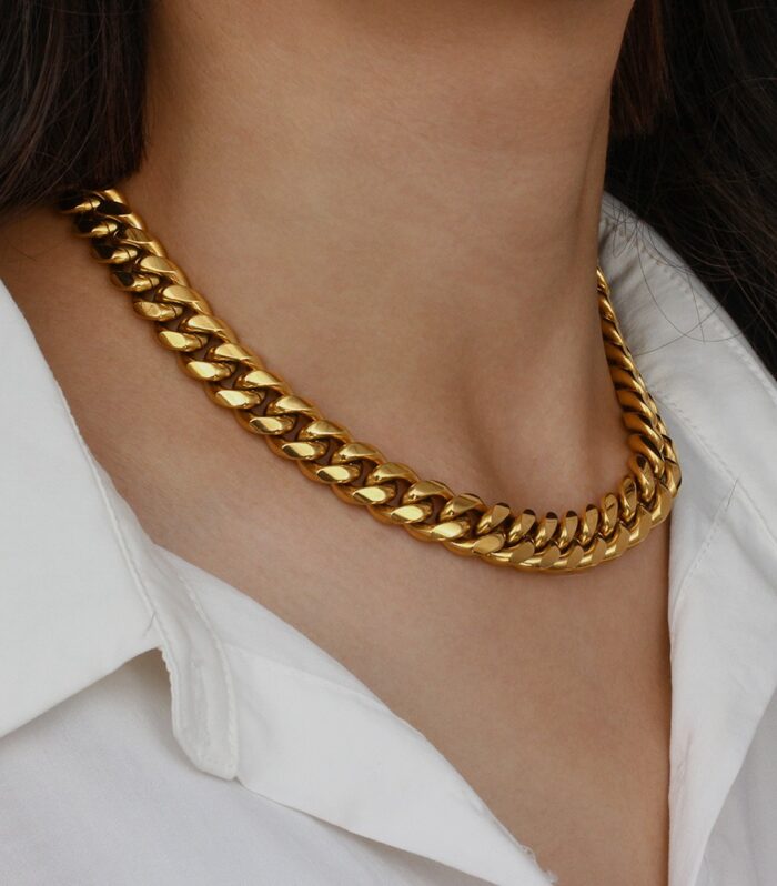 Hip Hop Stainless Steel Necklace Women's Cuban Chain Necklace Ornament