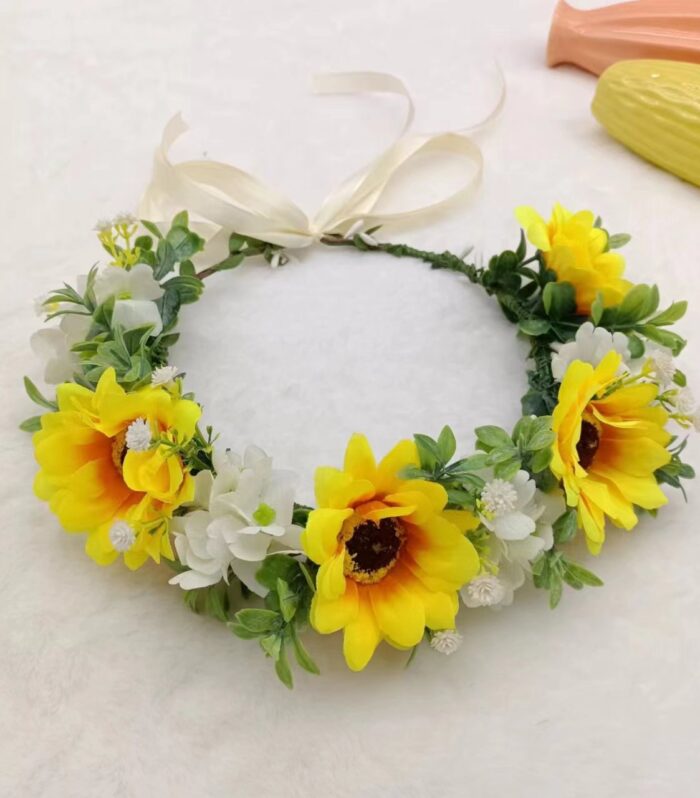 Hawaiian Sun Wreath Headwear, European and American Beautiful Bridal Hairband, Wedding Hair Ornament, Headflower