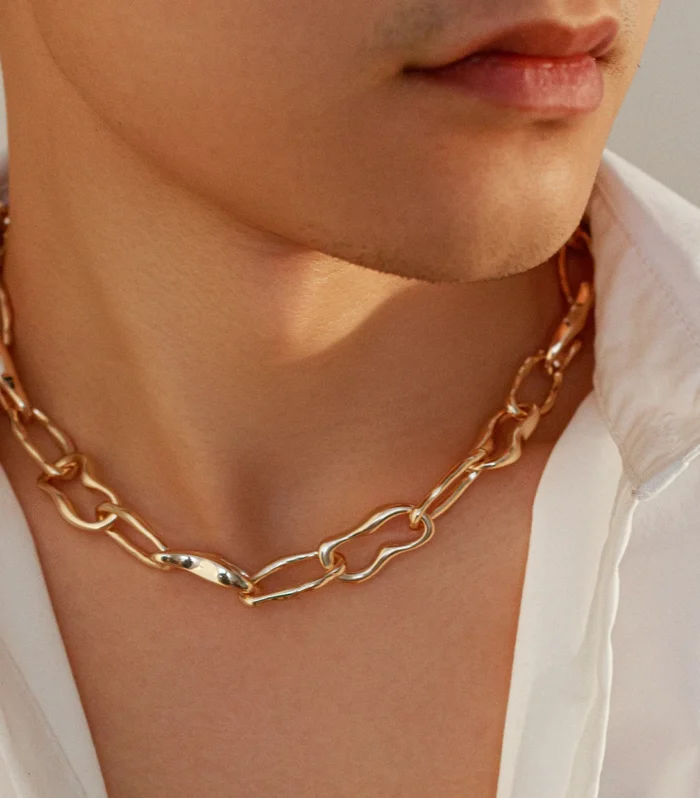 Ingemark Punk Hiphop Irregular O Chain Necklace Men Unisex Collares Goth Chunky Link Neck Accessories Grunge Jewelry Steampunk