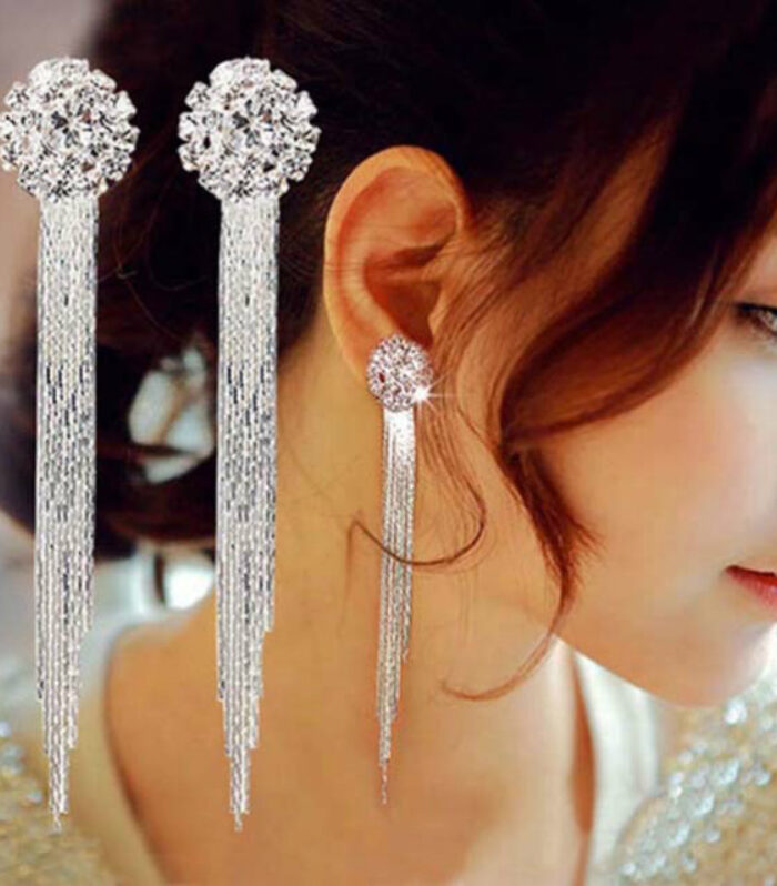 Korean Fashion Jewelry Personality Temperament Crystal Tassel Earrings Bridal Earring Oorbellen Earrings For Women Long Earrings
