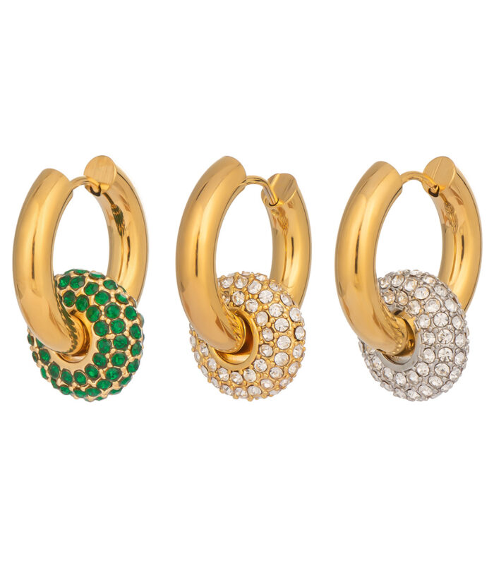 18K gold stainless steel full diamond detachable earring accessory