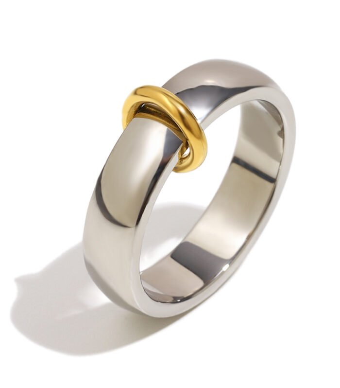Stainless steel plated 18K gold open ring plain ring for women
