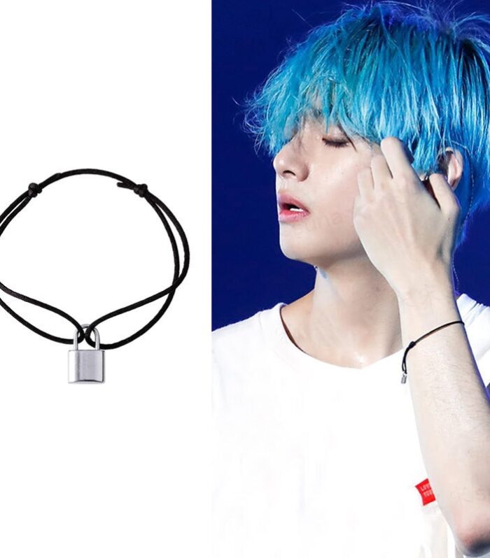 BTS Youth League Kim Taehyung With The Same Concentric Lock Black Adjustable Rope Bracelet Men And Women Bracelet Jewelry