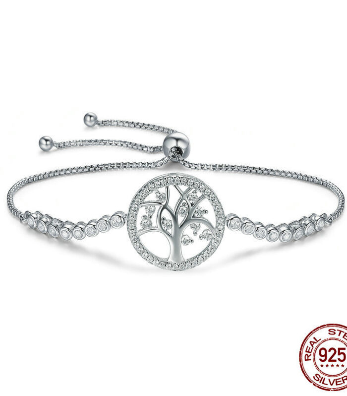 S925 sterling silver bracelet shining tree of life