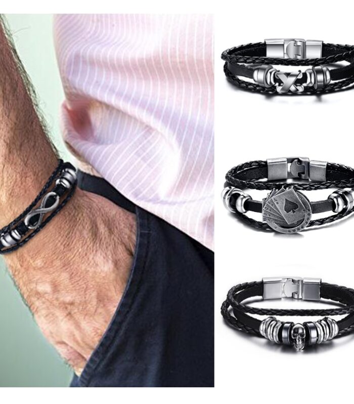 Infinity Men Bracelet Genuine Leather Black Hand Chain Friendship Brazelt Women Fashion Pulseira Masculina