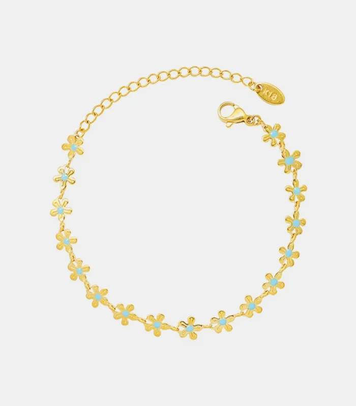 Golden Flower Blue Drip Oil Bracelet