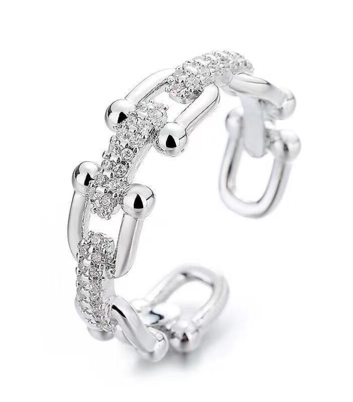 Micro inlaid zircon chain splicing ring