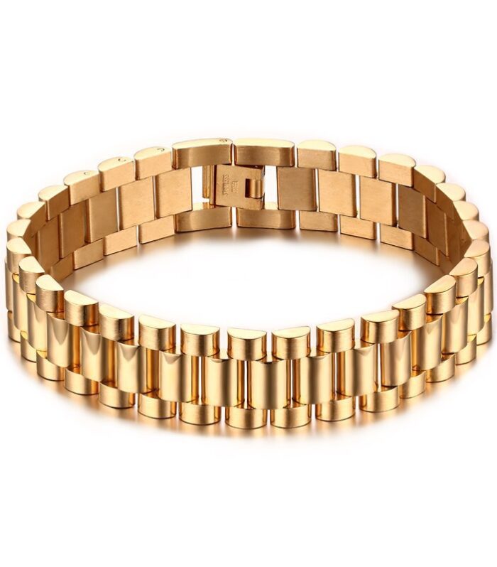 18k stainless steel bracelet for men, fashionable stainless steel strap men's bracelet